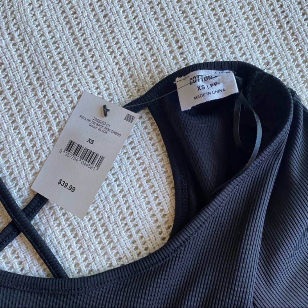πNEWπ Cotton On Feya Tie Back Dress Black XS - Picture 5 of 6